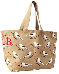 Birds print Jute Beach Bags