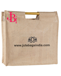 Promotional Jute  with bamboo handle and logo print