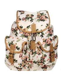 White Flower Canvas Backpacks