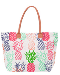 Printed Jute Beach Bags with leather handle