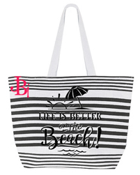 Black n White printed Jute Beach Bags
