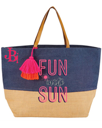 Dual color Jute Beach Bags with leather handle and tassel
