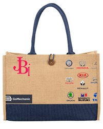 Promotional Jute Bags duo tone with button closer and logo print
